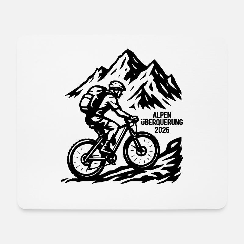 Alpenüberquerung 2026 - Fahrrad - Mousepad (Querformat) - Weiß
