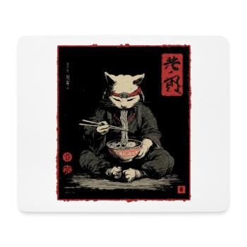 Samurai Cat Ramen Japan Streetwear Design - Mousepad (Querformat) - Weiß - Vorne
