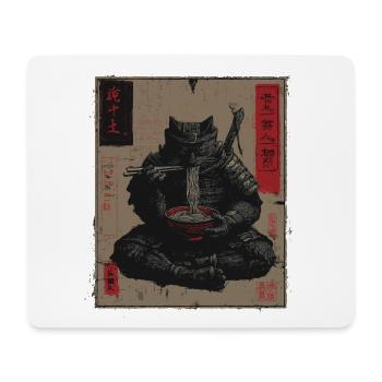 Samurai Cat Ramen Japan Streetwear Design - Mousepad (Querformat) - Weiß - Vorne