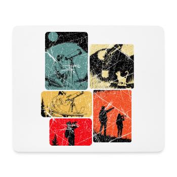 Sonnensystem, Teleskop, Sterne beobachten - Mousepad (Querformat) - Weiß - Vorne