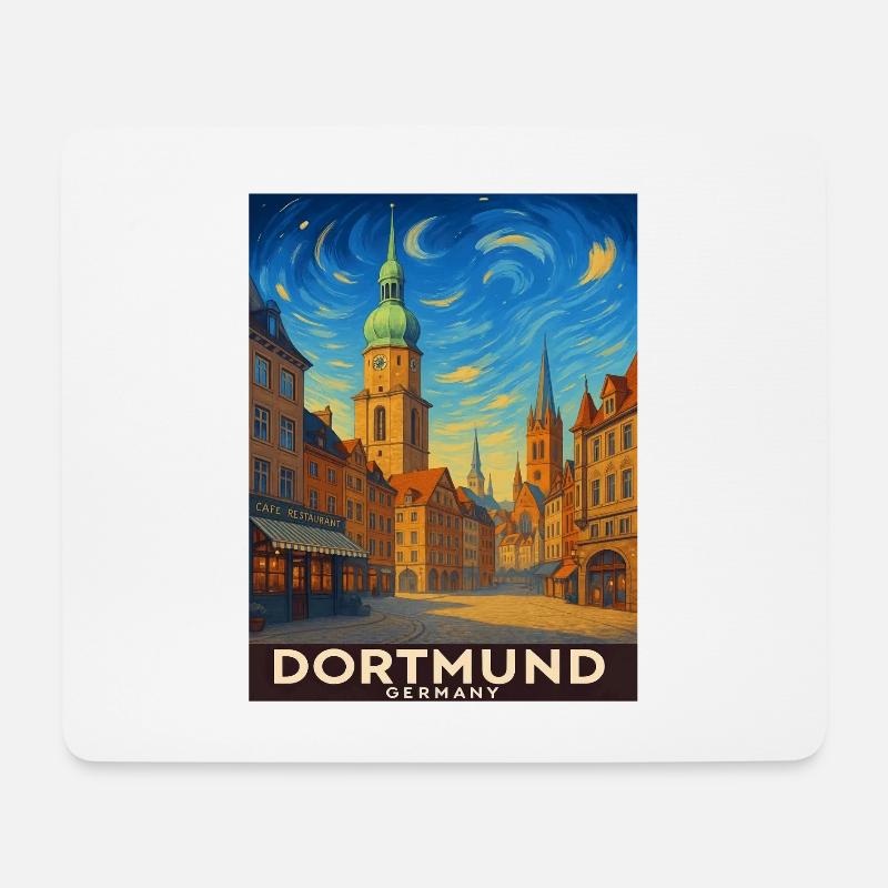 Dortmund Skyline Malerei - Mousepad (Querformat) - Weiß
