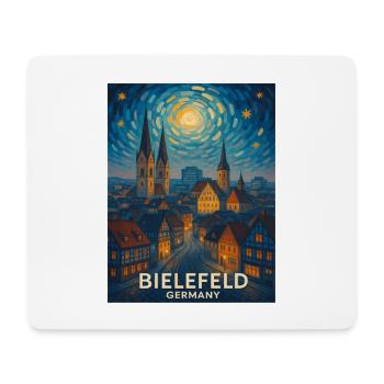 Bielefeld Night Panorama Skyline - Mouse Pad (horizontal) - white - Front