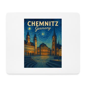 Chemnitz Nachtlicht Plaza - Mousepad (Querformat) - Weiß - Vorne