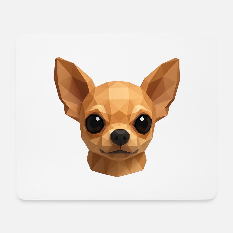 Süßer Chihuahua – Polygon Hundedesign - Mousepad (Querformat) - Weiß