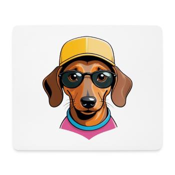 Dackel mit Sonnenbrille Cap Pink - Mousepad (Querformat) - Weiß - Vorne