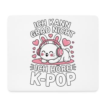 K-Pop Hörhase: Niedlicher Kopfhörer-Hase - Mousepad (Querformat) - Weiß - Vorne
