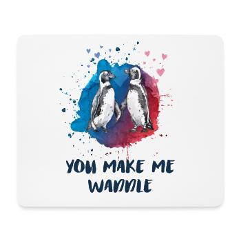 You Make Me Waddle – Cute Penguin Love Shirt - Mouse Pad (horizontal) - white - Front