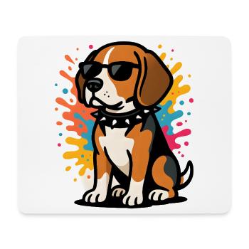 Sungled Beagle Hund in Farbe - Mousepad (Querformat) - Weiß - Vorne