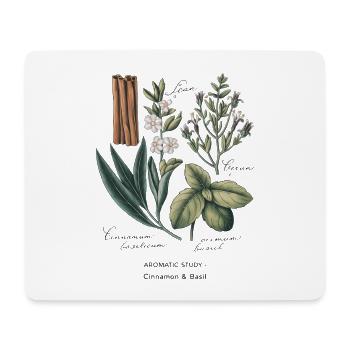 Botanical Art - Cinnamon & Basil - Mouse Pad (horizontal) - white - Front
