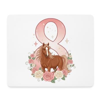8th Birthday Girl, Horse, Pony, 8 Years Old - Mouse Pad (horizontal) - white - Front
