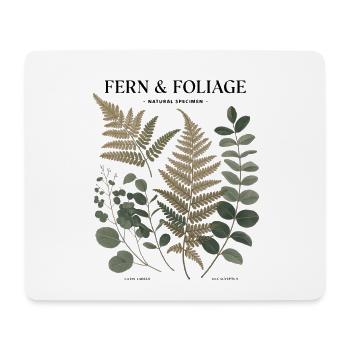 Art botanique - Fougère et feuilles - Tapis de souris (format paysage) - blanc - Devant