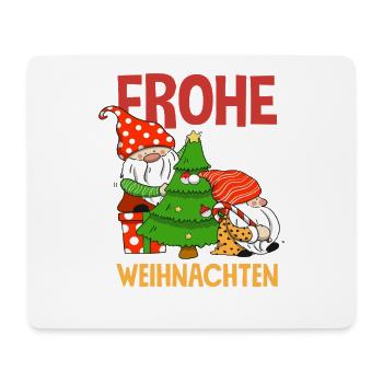Frohe Weihnachten Zwerge mit Nikolausmütze - Mousepad (Querformat) - Weiß - Vorne