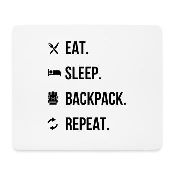 Eat, Sleep, Backpack, Repeat – Abenteuer Shirt - Mousepad (Querformat) - Weiß - Vorne