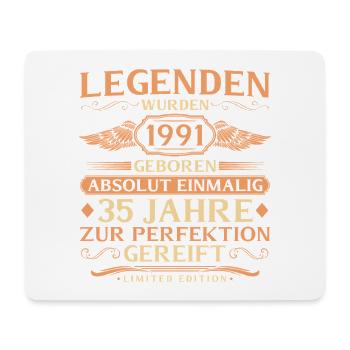 35. Geburtstag Absolut Einmalig - Jahrgang 1991 - Mousepad (Querformat) - Weiß - Vorne