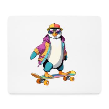 Penguin Skateboard Neon Look - Mouse Pad (horizontal) - white - Front
