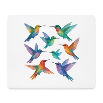 Bunte Kolibris in Aquarell – Leichtigkeit & Farbe - Mousepad (Querformat) - Weiß - Vorne