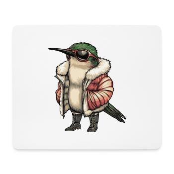 Kolibri Vogel Cool Winter - Mousepad (Querformat) - Weiß - Vorne