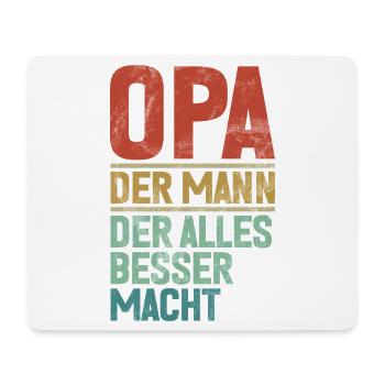 Opa Der Mann Der Alles Besser Macht Retro - Mousepad (Querformat) - Weiß - Vorne