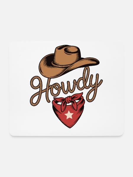 Howdy Cowboy - Western Rope Design - Mousepad (Querformat) - Weiß