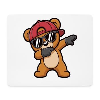 Dabbing Bär mit Cap & Sonnenbrille – Cooles Kids - Mousepad (Querformat) - Weiß - Vorne