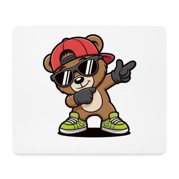 Dabbing Bär mit Cap & Sonnenbrille – Cooles Kids - Mousepad (Querformat) - Weiß - Vorne