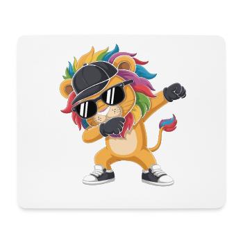 Dabbing Lion with Cap – Colorful Streetstyle King - Mouse Pad (horizontal) - white - Front
