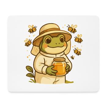 Grenouille apicultrice avec pot de miel – Bee Frog - Tapis de souris (format paysage) - blanc - Devant