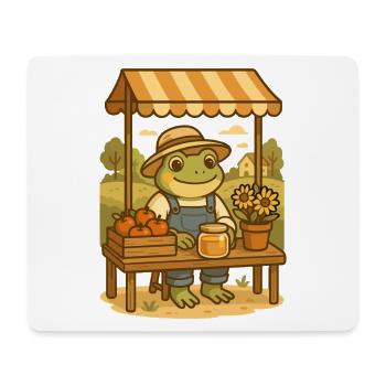 Grenouille au stand du marché – Cottagecore Frog - Tapis de souris (format paysage) - blanc - Devant