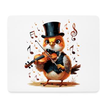 Vogel im Zylinder spielt Geige - Mousepad (Querformat) - Weiß - Vorne