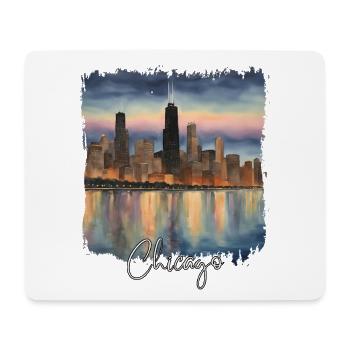 Chicago Watercolour, Chicago USA - Tapis de souris (format paysage) - blanc - Devant