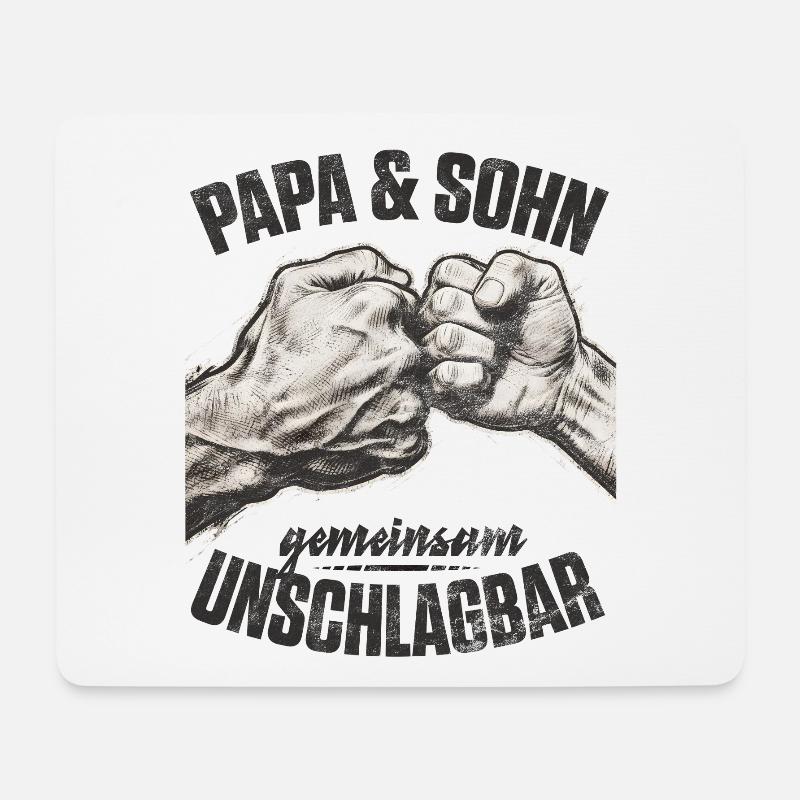 Papa Sohn Fauststoß gemeinsam unschlagbar - Mousepad (Querformat) - Weiß