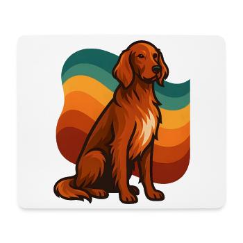Irischer roter Setter-Hund in Retro-Wave-Palette - Mousepad (Querformat) - Weiß - Vorne