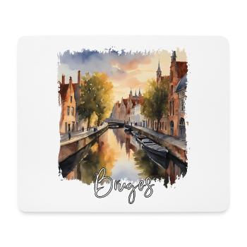 Brügge Aquarell, Brügge, Belgien - Mousepad (Querformat) - Weiß - Vorne