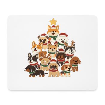 Weihnachtsbaum aus Hunden – Lustiges Xmas - Mousepad (Querformat) - Weiß - Vorne
