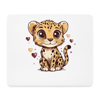 Mignon léopard garçon coeur design - Tapis de souris (format paysage) - blanc - Devant