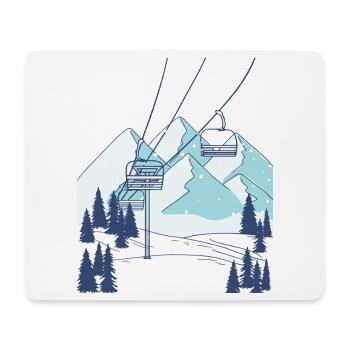 Remontée mécanique montagne paysage hivernal - Tapis de souris (format paysage) - blanc - Devant