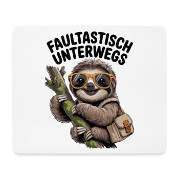 Faultastisch unterwegs mit Faultier und Humor  - Mousepad (Querformat) - Weiß - Vorne