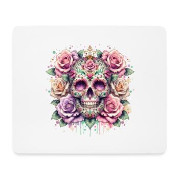 Flowers Skull Beauty Bloom - Mouse Pad (horizontal) - white - Front