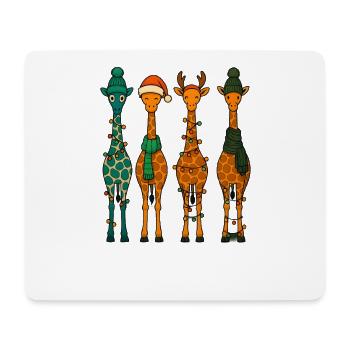 Giraffe Quartett Gemütliches Winterweihnachten - Mousepad (Querformat) - Weiß - Vorne