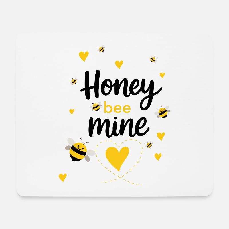 Honey bee Mine - Bees & Yellow Heart - Mouse Pad (horizontal) - white