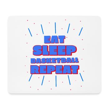 manger, dormir, basket-ball, répéter le design bleu/rouge - Tapis de souris (format paysage) - blanc - Devant