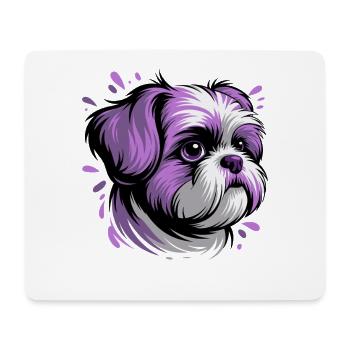 Portrait de tête de chien violet - Tapis de souris (format paysage) - blanc - Devant