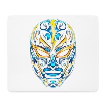 Blitzmasken Lucha Neon Blau Gold - Mousepad (Querformat) - Weiß - Vorne