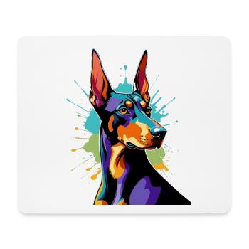 Explosion de couleurs Doberman - Tapis de souris (format paysage) - blanc - Devant