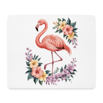 Tropical flamingo with flowers - Mouse Pad (horizontal) - white - Front