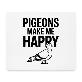 Les pigeons me rendent heureux - Tapis de souris (format paysage) - blanc - Devant