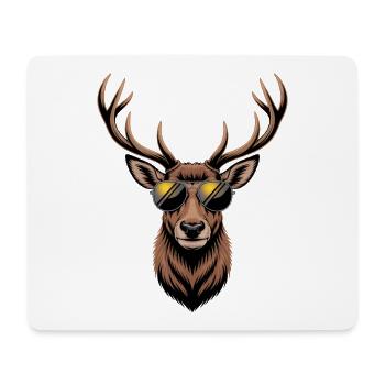 Cerf avec bois et lunettes de soleil - Tapis de souris (format paysage) - blanc - Devant