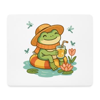 Summer Frog – Cozy Frog with Lemonade - Mouse Pad (horizontal) - white - Front