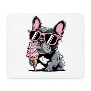  Französische Bulldogge Mit Eiscreme Und - Mousepad (Querformat) - Weiß - Vorne