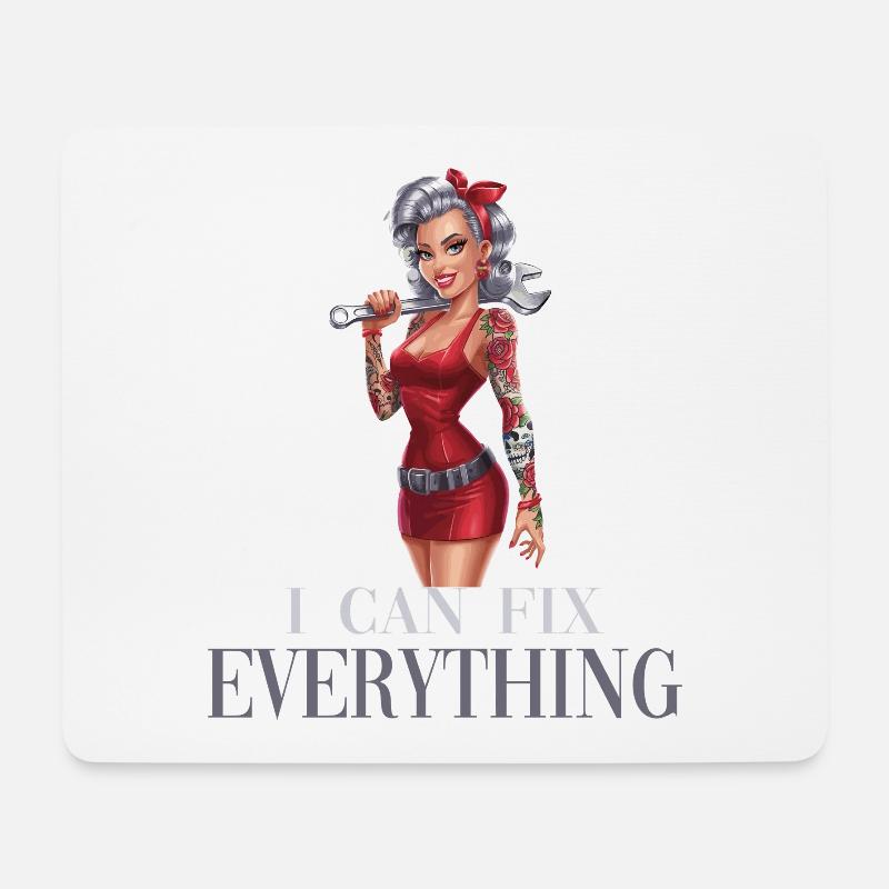 Ich Kann Alles Reparieren Powerfrau Illustration - Mousepad (Querformat) - Weiß